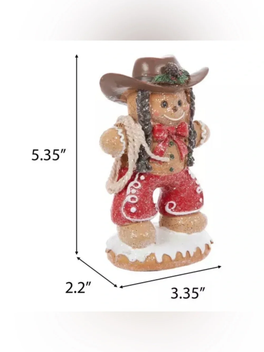 Rustic Gingerbread Cowgirl Holiday Figurine - Red